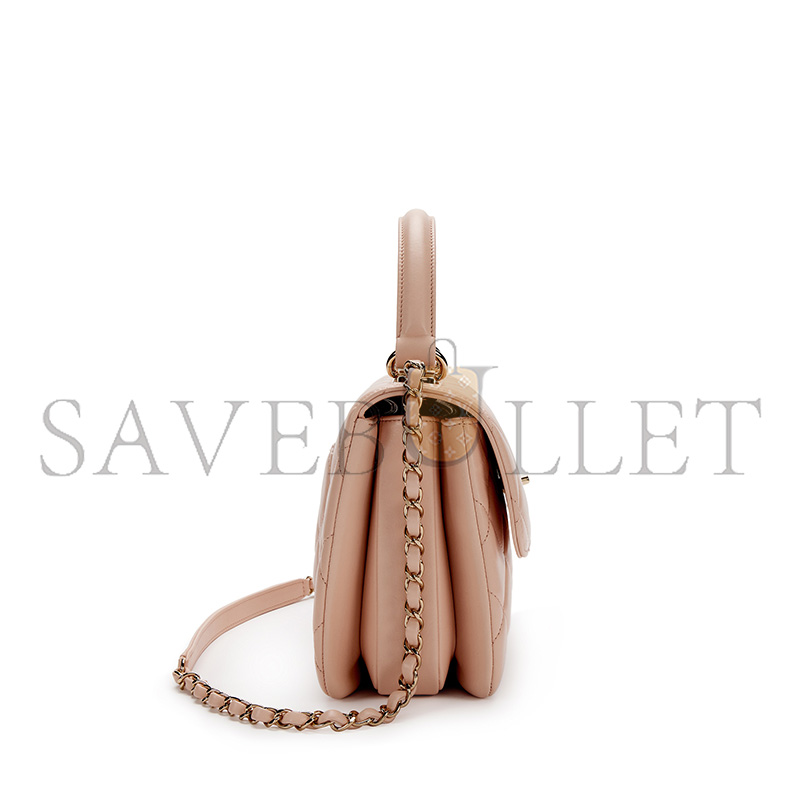 Ch**el quilted lambskin small trendy cc top handle flap bag gold hardware (25*17*9cm)